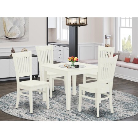East West Furniture 5 Piece Oxford Modern Dinette Set - Linen White OXVA5-LWH-W